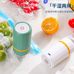 Handheld mini vacuum sealer - rechargeable food preservation vacuum machine with storage bag - compact electric air extractor