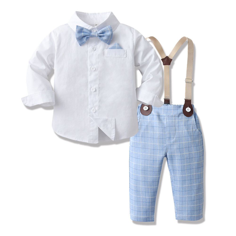 British style children's formal wear: autumn boy's suit for flower boys, little hosts, piano performances, and kindergarten events