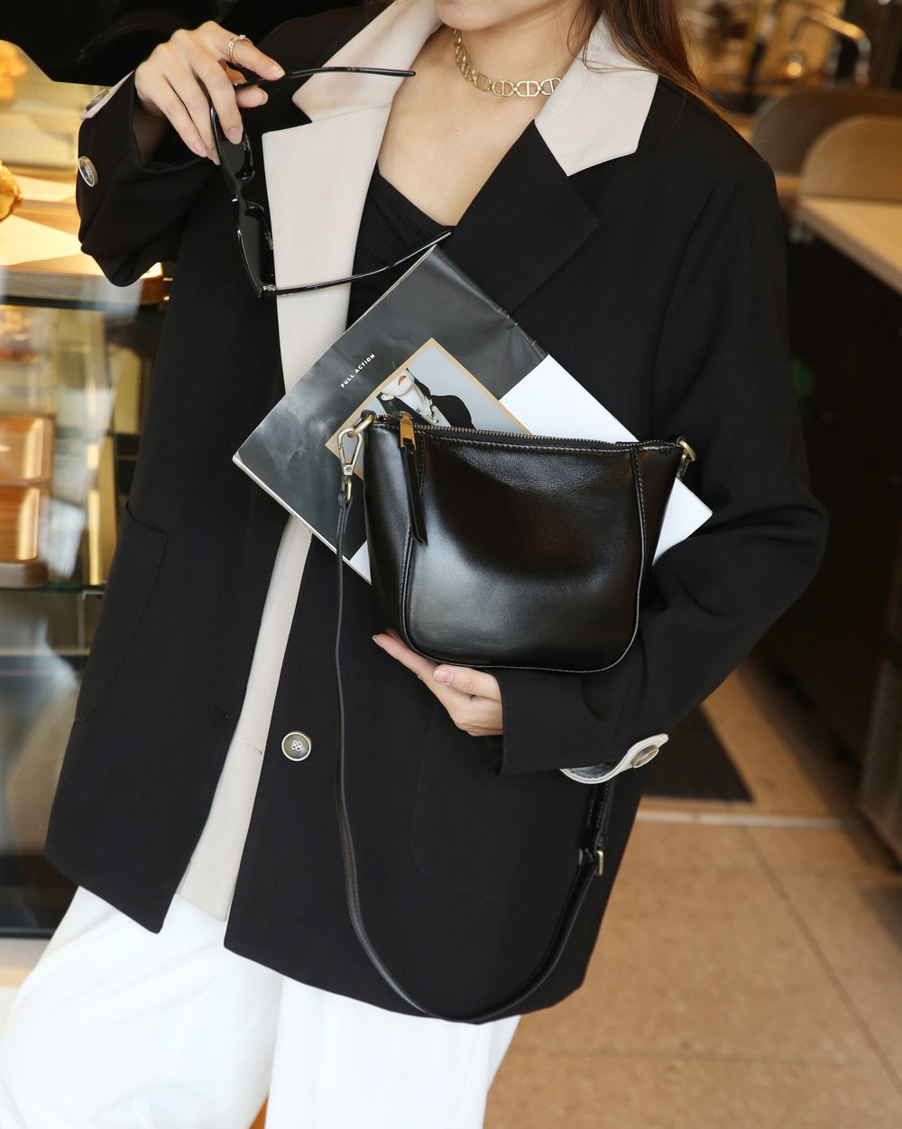 Genuine leather bag women's 2024 spring and summer new arrivalclassy niche small toe first layer cowhide women's bag shoulder crossbody bag