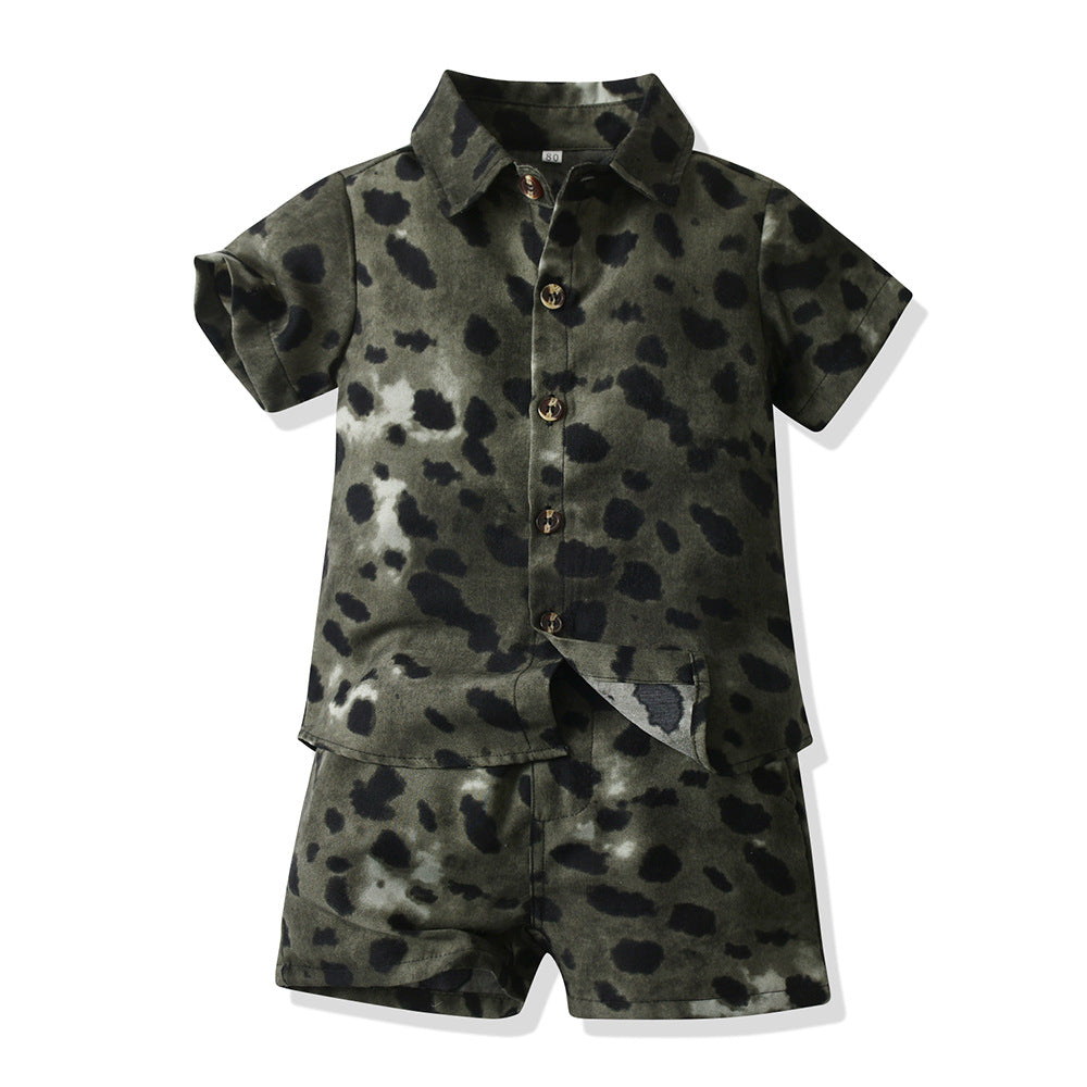 Export children's clothing boys shirt beach style vacation floral shirt short-sleeved hawaiian boys shirt children's clothing kidssuit