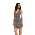 new cross-border leopard print halter dress for women - summer lace trim v-neck slimming a-line mini dress