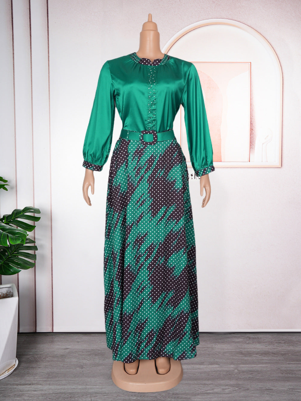 e-commerce  independent station top + skirt printed two-piece set african women's plus size dress