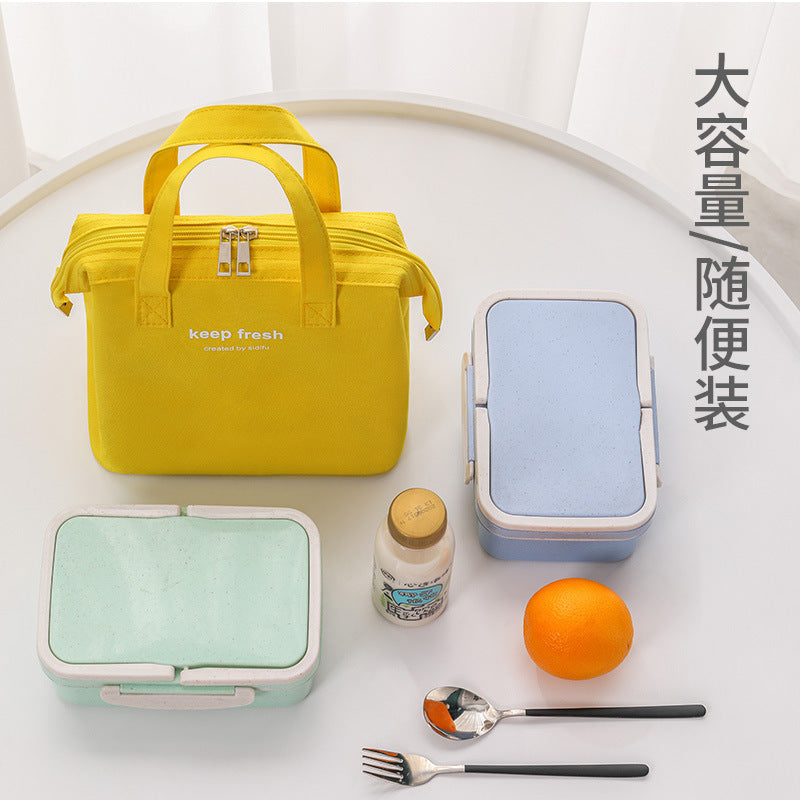 Customized Oxford cloth bento bag, new student lunch bag, bring rice bag to work, large capacity thickened thermal insulation lunch box bag