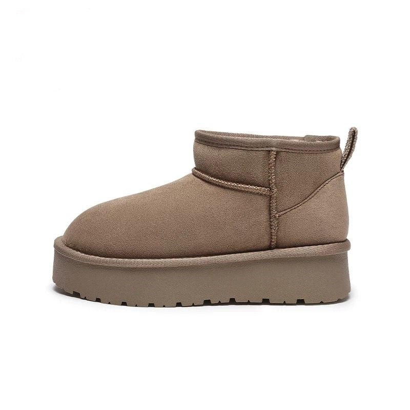 Thick sole snow boots for women winterfleece-linedthickened2025new arrivalshort tube fur shoes slip-onheattech cotton shoes boots