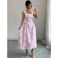 Shipped:  new summer collection - women's slim-fit, figure-flattering, square neck, sleeveless printed dress for cross-border e-commerce