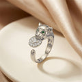 8408 full diamond leopard steel color ring