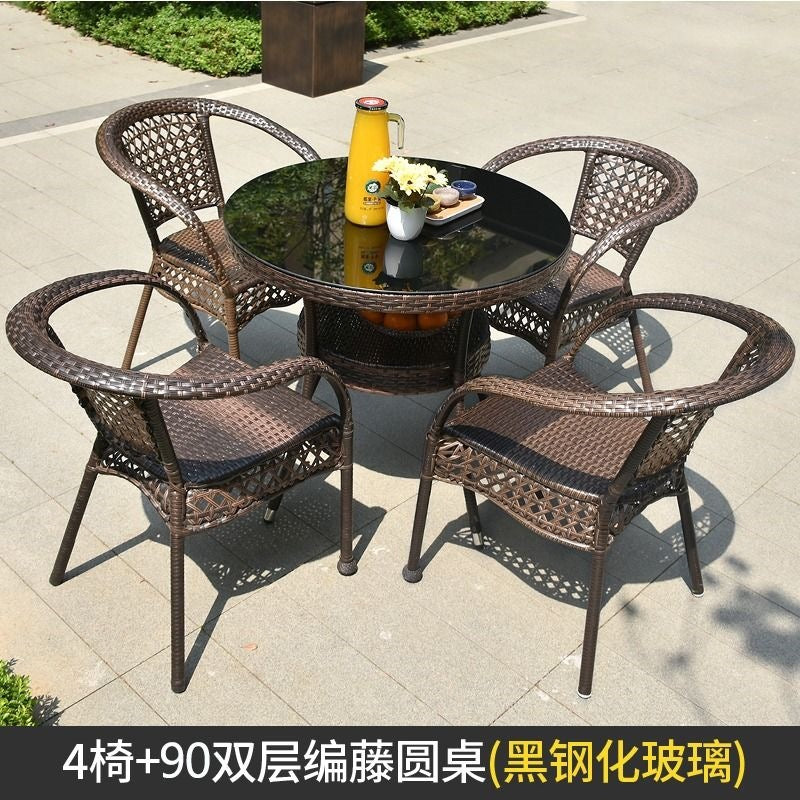 Three-piece rattan chair set casual tea table courtyard rattan outdoor table and chairs balcony tea table and chairs balcony casual table and chairs
