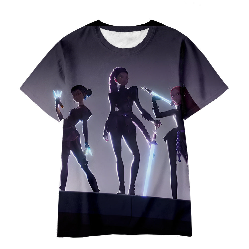 Witcher boy group 3d digital printing cross-border overseas casual loosefashion t-shirt k-pop girls t-shirt