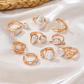 Open pearl ring wholesale - european & american cross-border fashion, high-end ring, unique & luxurious baroque geometric finger ring