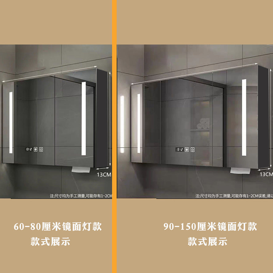 Solid wood smart bathroom mirror cabinet toilet wall-mounted rack toilet storage cabinet cosmetic mirror with light