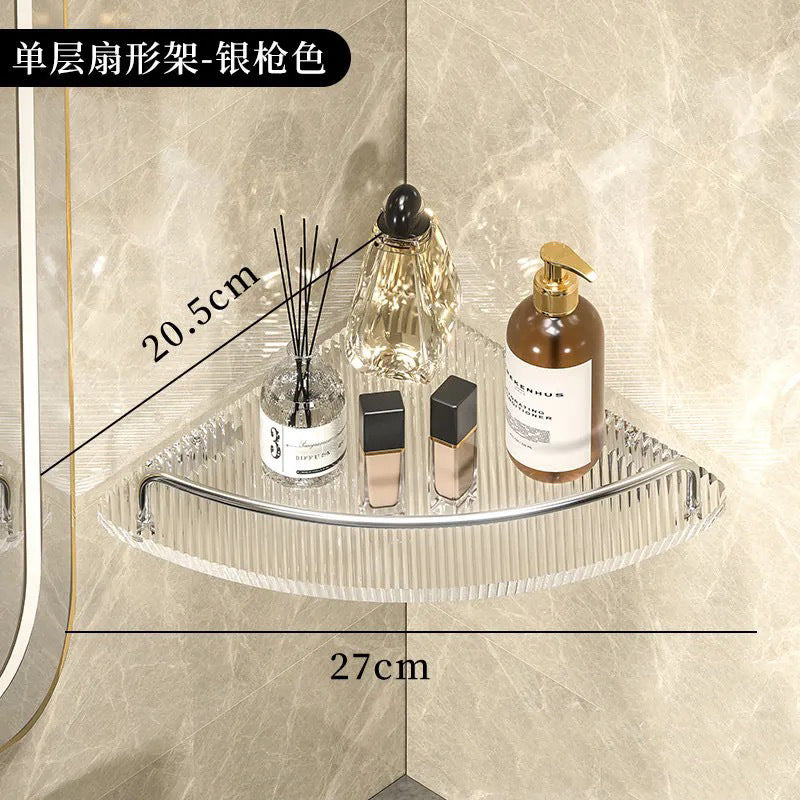 Acrylic bathroom corner shelf - no drilling required, wall-mounted organizer for washroom, shower, and corner storage