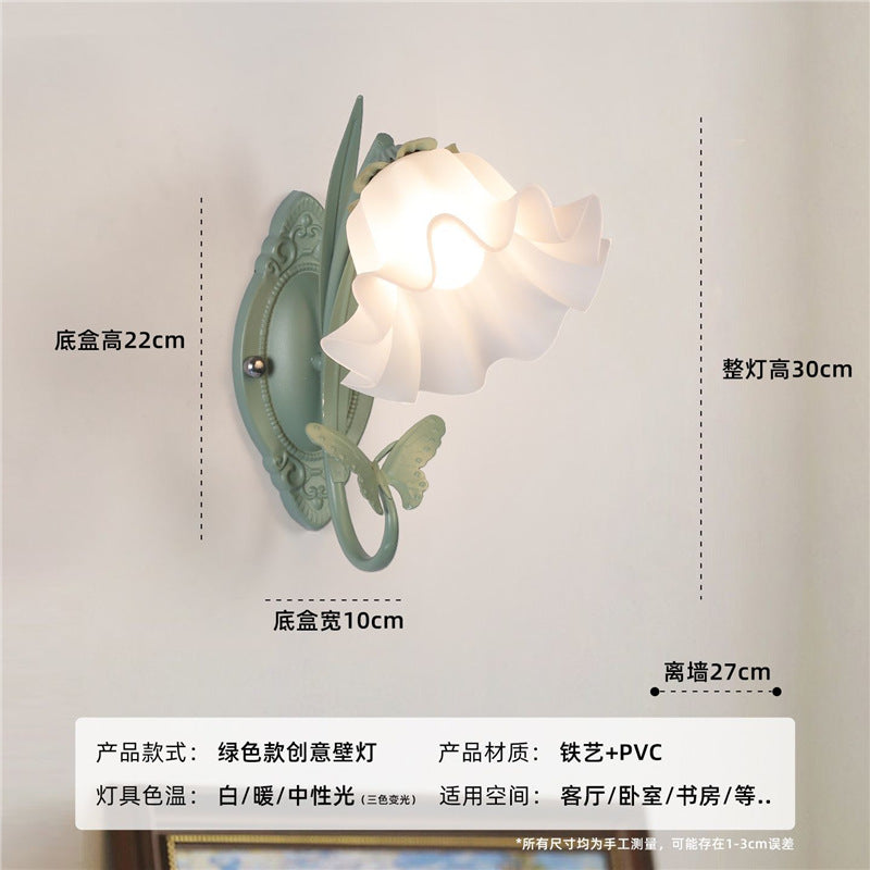 Butterfly lantern wall lamp - french retro style - living room, bedroom, bedside wall sconce - exquisite lacquered iron art