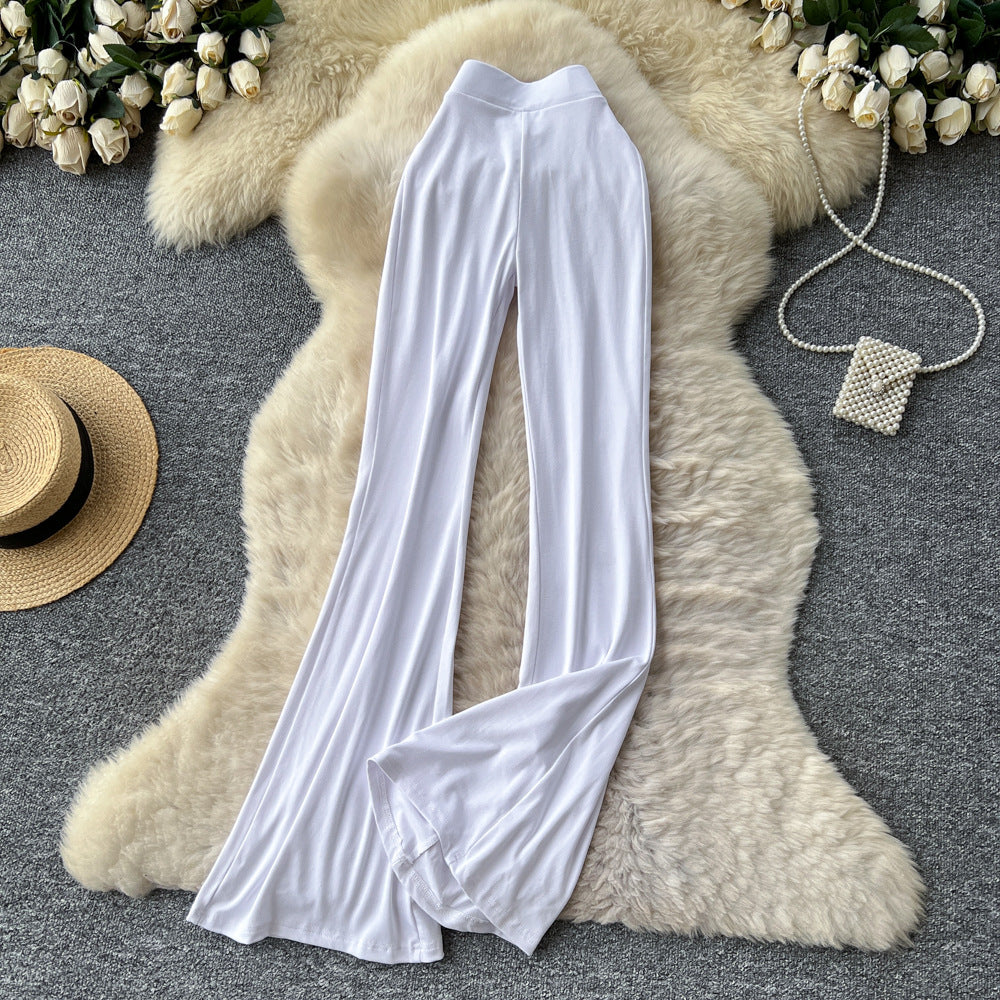 Fashion ins wear women's autumn wear pure lust hot girl elastic waist silm hip-covering slightly flared pants sports yoga pants