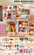 Pink coffee vending machine cash register [double-sided play/touchscreen voice control/press-to-dispense water] gift box + batteries