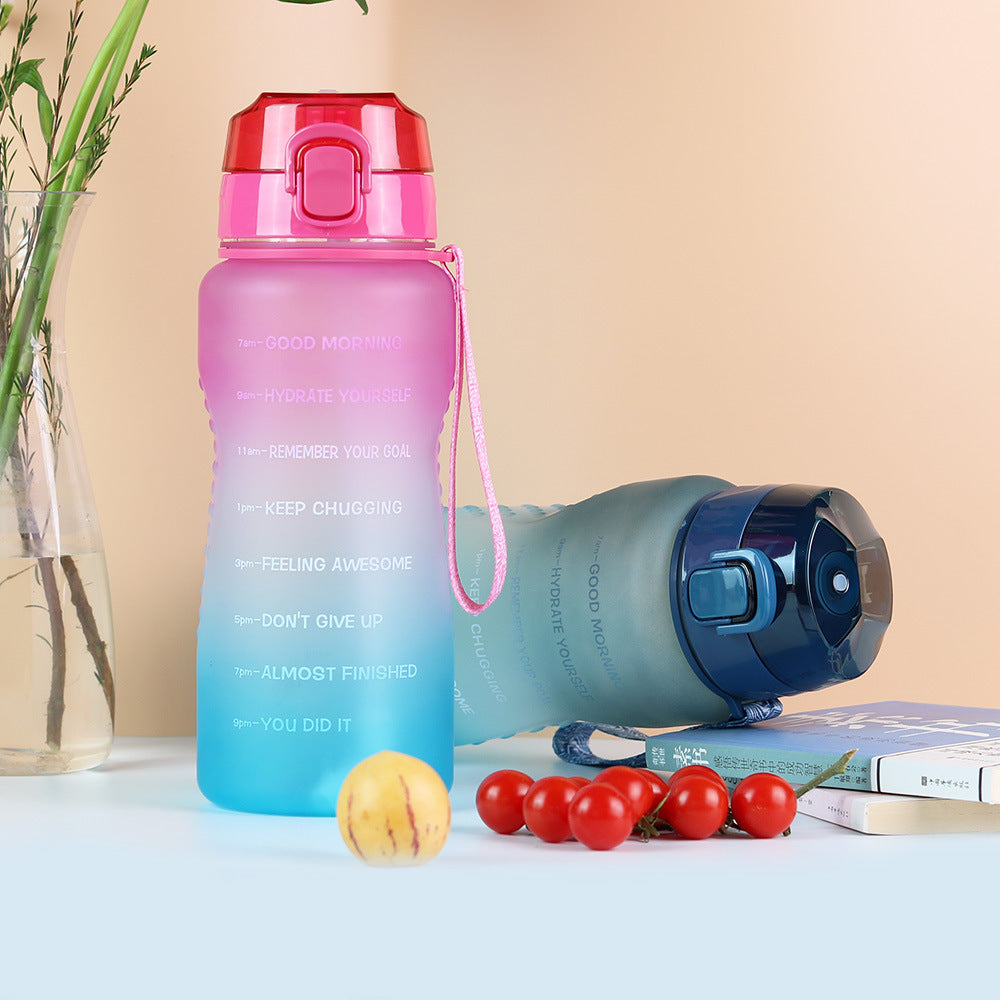 Jing le gym large capacity water bottle - outdoor sports big water cup - plastic portable handheld straw cup - premium style