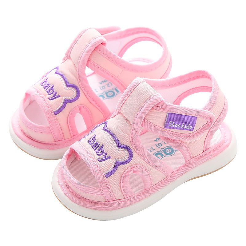 Baby boys' sandals summer baby girls' shoes 0-1-2-3 years old infant soft sole prewalker shoes squeaky shoes cloth shoes