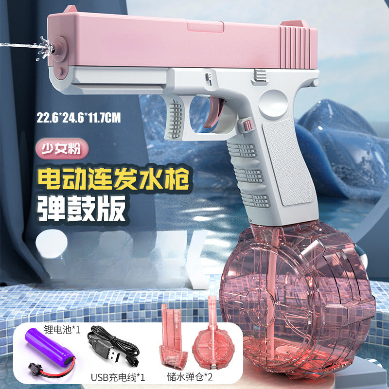 electric glock water gun - automatic, self-priming, high-pressure, continuous fire water blaster for kids' outdoor water fights
