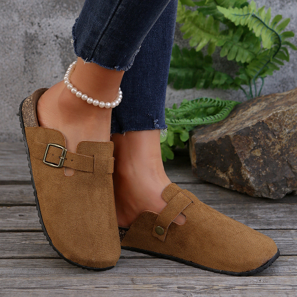 retro birkenstock shoes 2025 spring outwear fishing thick solenon-slip toe-cap half slippers women's soft bottom loafers
