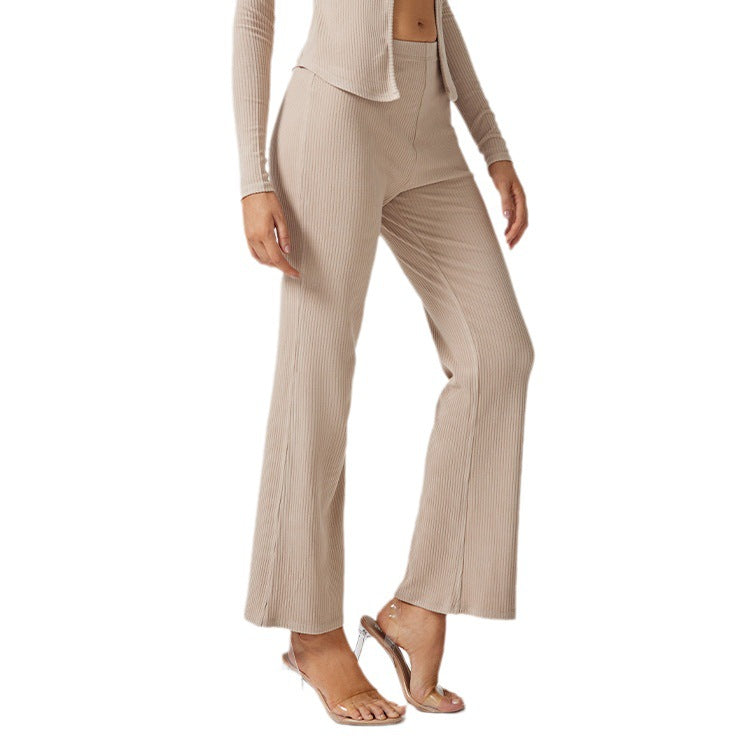 best sellinglooseslimming look ribbed sports pants casualloosestraight-leg wide-leg pants drape slightly flared pants