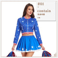 Blue cheerleading costume for women - halloween adult outfit, football cheerleader, racing suit, performance stage wear