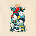 Flying sleeve chinese panda cheongsam