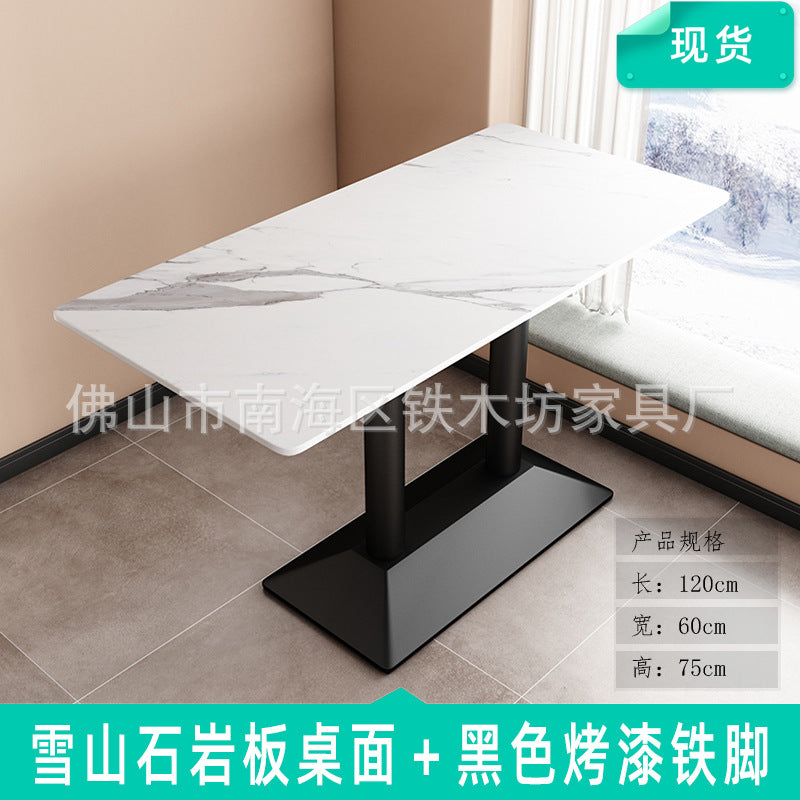 Customized commercial slate dining table simple table bar milk tea fast food restaurant canteen rectangular table apartment negotiation table and chairs