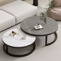 Affordable living room coffee table - new rock slab coffee table set for home living room, marble combination, round, light luxury modern style