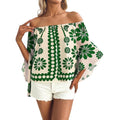 European and american style women's bohemian shirt dress - floral print, off-the-shoulder, vacation-inspired, loose fit, new arrival