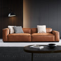 Italian tofu block genuine leather sofa modern casualpopular living room three-person straight row first-layer cowhide sofa combination