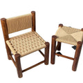 Rattan stool retro stool high-looking backrest coffee table stool solid wood shoe changing stool casual modern for home living room stool