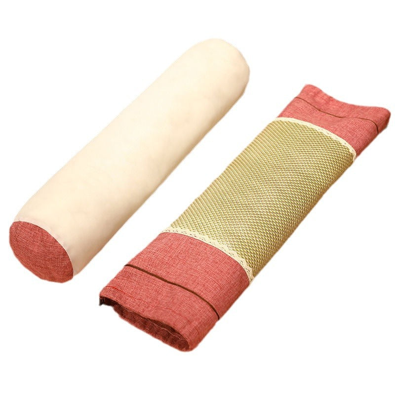 Linen mat long pillow summer cylindrical long pillow summer candy pillow bedside cushion leg pillow detachable
