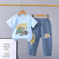 Boys' summer outfit  new style baby summer clothes wholesale off-road car trendy two-piece set for mid-to-large children
