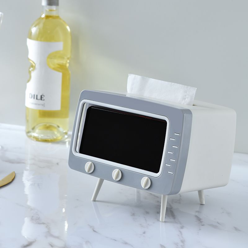 Mobile phone holder tissue box TV multi-functional creative student dormitory desktop cartoon plastic paper storage box