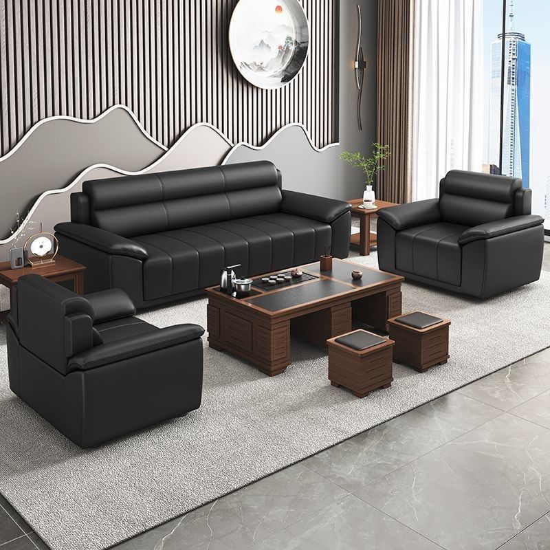 Office sofa reception business casual negotiation living room rest area genuine leather office sofa coffee table combination