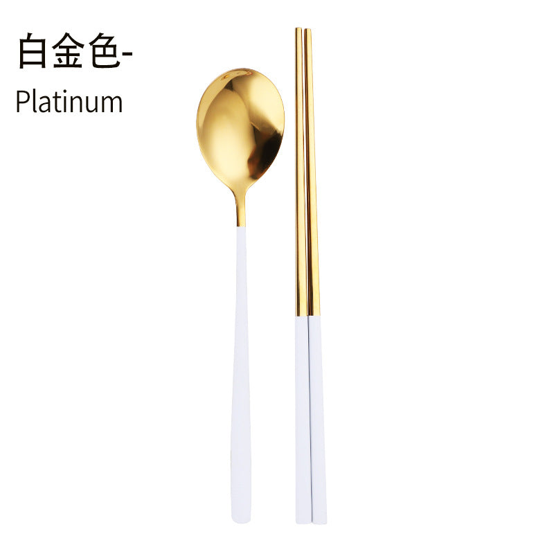 Daoqi 304 stainless steel portable tableware high value gift box spoon chopsticks two-piece set creative simple Korean tableware