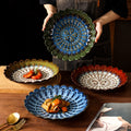 Retro creative kiln irregular ceramic plate stylish high-looking relief hotel restaurant dessert plate western food plate