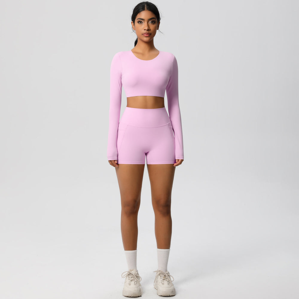 new arrivalhigh waist tight nude yoga suit quick-drying breathable outdoor casual running fitness sports suit