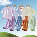 Yishimei new arrival tencel lyocell kids men's and women's mint three-quarter sleeve summer home air-conditioning suit wholesale