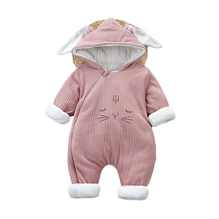 Fall and winternew arrival baby onesie 0-1 years old infant winter thickened onesie romper winter outing cotton jacket