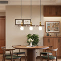 Vintage walnut bedside pendant light - gold & clear glass - retro southeast asian style - bedroom, bar, entryway, homestay