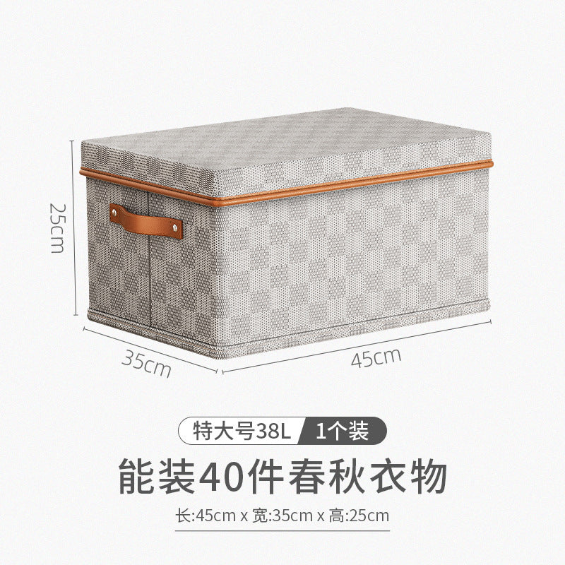 New non-woven checkerboard heaven and earth cover clothes storage box clothing household finishing artifact box toy storage basket