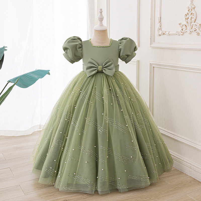hot-selling dresses for girls, flower girls, wedding dresses, accessible luxury, niche, simple mesh, children's catwalk host costumes