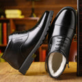 Genuine cowhide high-top three-piece leather shoes men genuine leather two-cotton shoes fleece-linedheattechwinter middle-aged and elderly dad men's shoes