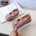 Vancahao niche design girls' rhinestone princess shoes,  spring/autumn new collection, children's low-cut bowknot flats