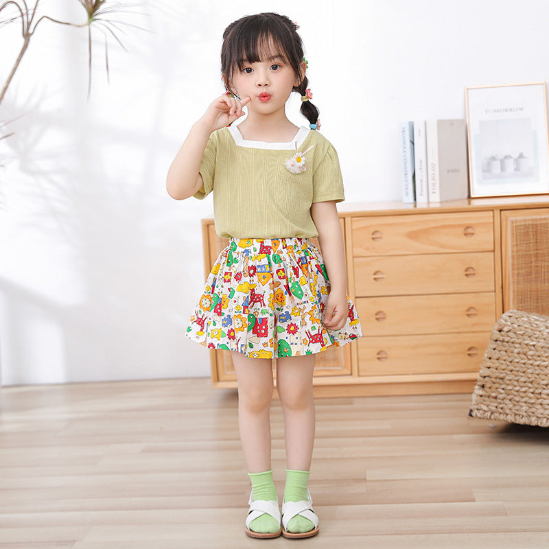 Girls' skirt shorts, kids' shorts, 100% cotton,  summer collection, floral print hot pants, lightweight & versatile, tulip skort, new skort