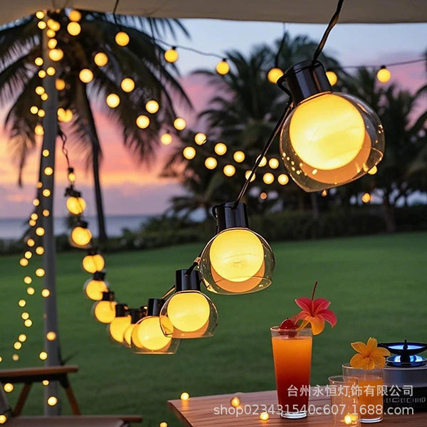 LED outdoor camping atmosphere round ball waterproof light string canopy tent courtyard Christmas decoration lights