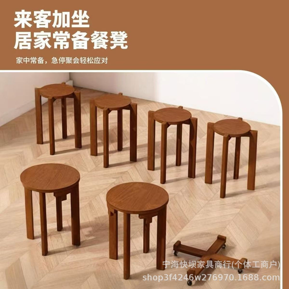 Six-in-one solid wood stool for home stackable bench pulley combination easy to store stacking stool restaurant stacking spare