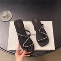 2026 new fashion versatile summer french silver pearl elegant home & outdoor beach sandals for women