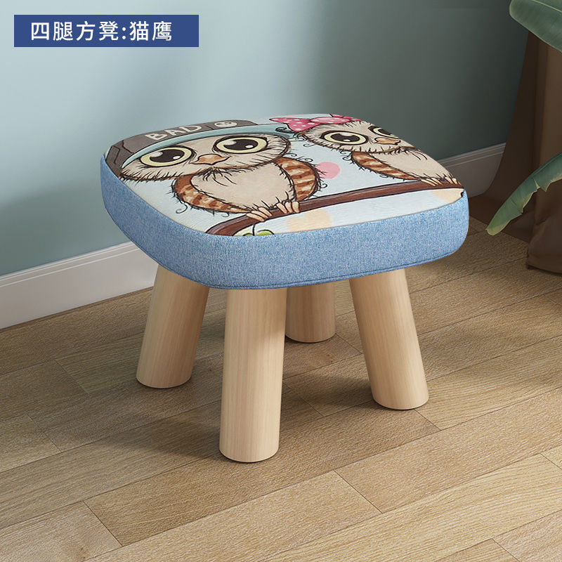 Cute children's cartoon creative eating small bench small stool household solid wood round stool sofa hair stool baby chair