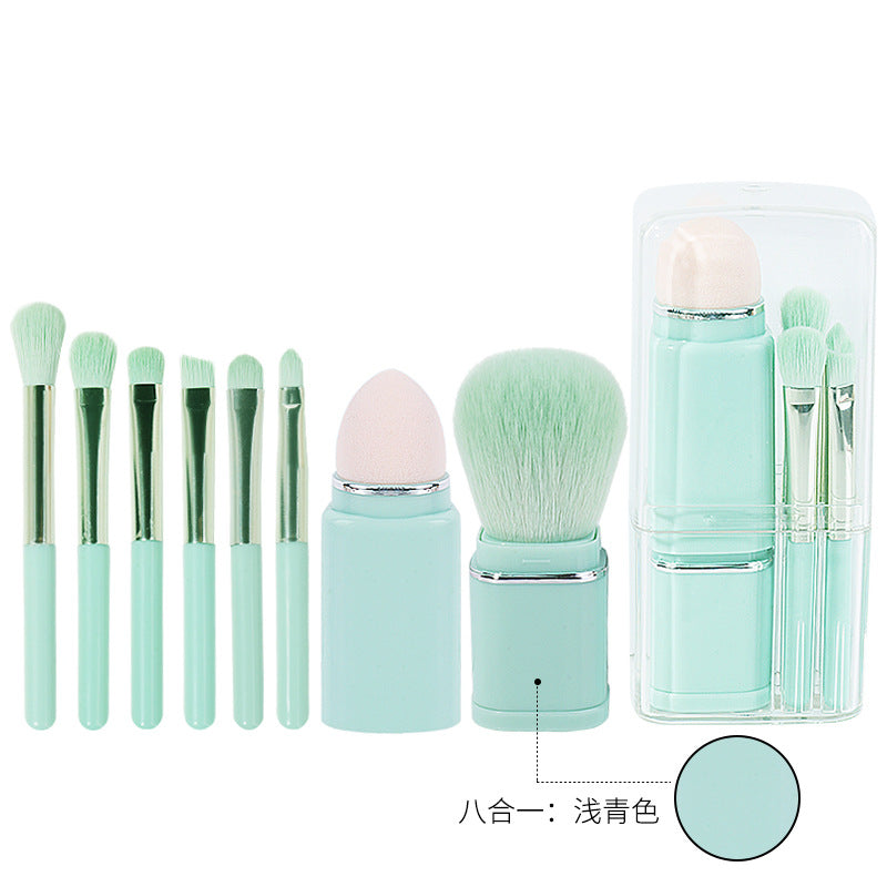 New 8-in-1 square makeup brush set - mini travel size, portable, retractable blush brush, eyeshadow brush, and makeup brush set
